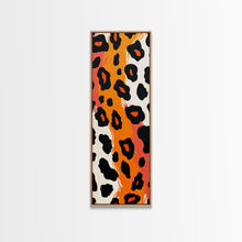 Load image into Gallery viewer, Bold Leopard Print in Orange and Black - Framed Canvas Print, Midcentury Modern Wall Art, Skinny Art, Tall Art, Living Room Decor