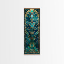 Carregar imagem no visualizador da galeria, Art Deco Stained Glass Print, Framed Canvas, Wood Frame Wall Art, Retro Style Decor, Roaring 20s Inspired Wall Art