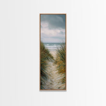 Load image into Gallery viewer, Beach Pathway to Ocean View - Framed Canvas Print, Skinny Tall Art, Coastal Landscape Art, Wall Art for Living Room, Bedroom Decor, Beach Art