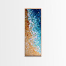 Carregar imagem no visualizador da galeria, Abstract Coastal Waves And Sandy Beach, Rustic Farmhouse Art With Boho Elements, Tall Canvas Print For Modern Wall Decor