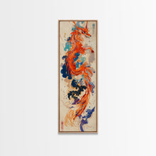 Load image into Gallery viewer, Majestic Red Dragon Soars Skinny Art Tall Art Japanese Ukiyo-e Inspired Mythical Creature Framed Canvas Print