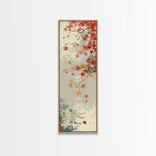 Load image into Gallery viewer, Autumn Maple Leaves in Japanese Garden Ukiyo-e Style Art Skinny Framed Canvas Print with Subtle Color Palette