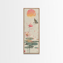 Carregar imagem no visualizador da galeria, Autumn Maple Leaves Falling Tall Skinny Japanese Wall Art - Framed Canvas Print in Ukiyo-e Style