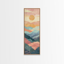Carregar imagem no visualizador da galeria, Abstract Sunset Over Rolling Hills, Japanese Art-Inspired Tall Framed Canvas Print for Wall Art