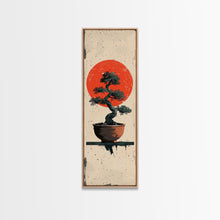 Carregar imagem no visualizador da galeria, Canvas Print Bonsai Tree Silhouette Against Red Sun, Minimalistic Japanese Style Art For Modern Home, Wall Decoration