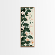 Load image into Gallery viewer, Creamy White Blossoms with Deep Green Leaves Overlapping on a Soft Background Ukiyo-e Art Japanese Framed Canvas Print Skinny Tall Art