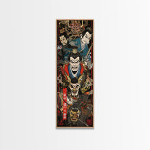 Cargar imagen en el visor de la galería, Fierce Samurai Warriors With Oni Mask Tall Art Ukiyo-e Art Wood Block Print Framed Canvas Print