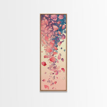 Cargar imagen en el visor de la galería, Cascading Pink Petals In Delicate Canvas, Tall Skinny Framed Wall Art For Feng Shui-Inspired Spaces, Japanese Style Art