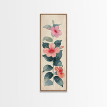 Cargar imagen en el visor de la galería, Floral Bouquet With Pink And Red Flowers - Skinny Art Tall Art Framed Canvas Print Japanese Style Art Ukiyo-e Art