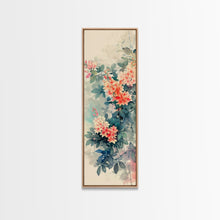 Carregar imagem no visualizador da galeria, Azalea Blossoms Skinny Art Tall Art Japanese Ukiyo-e Inspired Floral Framed Canvas Print for Elegant and Timeless Decor