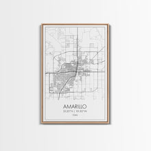 Load image into Gallery viewer, Amarillo Street Map, Texas Map, City Map Wall Decor, Travel Wall Art, Minimalist, Modern Art, Wall Art, Canvas Print, Canvas Wall Art