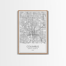 Cargar imagen en el visor de la galería, Columbus Street Map, Ohio Map, City Map Art, Minimalist Art, Wall Art, Canvas Print, Canvas Wall Art, Travel Decor, Office Wall Art
