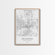 Load image into Gallery viewer, Des Moines Street Map, Iowa Map, City Map Art, Minimalist Art, Wall Art, Canvas Print, Girlfriend Gift, Travel Wall Art, Dorm Room Art