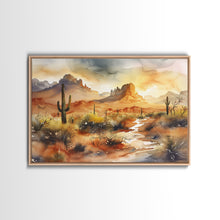 Carregar imagem no visualizador da galeria, Extra Large Wall Art, Desert Landscape Painting Framed Canvas Print, Metal Art, Wood Framed Original Art, Living Room Decor, Landscape Art