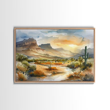 Load image into Gallery viewer, Beautiful Arizona Watercolor Landscape Painting Print, Wood Framed Art, Gift for him, painting, Prints, Abstract Wall Art