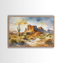 Load image into Gallery viewer, Beautiful Arizona Watercolor Landscape Painting Print, Wood Framed Art, Gift for him, painting, Prints, Abstract Wall Art
