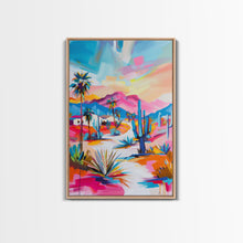 Load image into Gallery viewer, Colorful Desert Pathway Art - Framed Canvas Print, Southwestern Decor, Vibrant Living Room Wall Art, Modern Desert Landscape