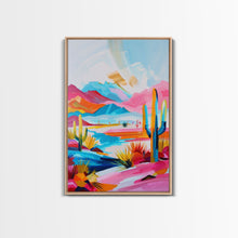 Load image into Gallery viewer, Colorful Mission Style Church Illustration - Framed Canvas Print, Vibrant Church Art, Living Room Decor, Architectural Wall Art