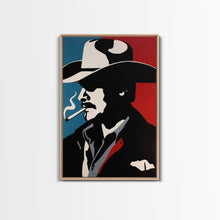 Load image into Gallery viewer, Cowboy and Cowgirl Embracing in Scenic Western Landscape - Framed Canvas Print, Rustic Western Decor, Bedroom Art, Romantic Wall Art