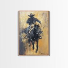 Load image into Gallery viewer, Dynamic Cowboy on Horseback Framed Canvas Print - Energetic Western Decor, Action Wall Art for Living Room, Bedroom