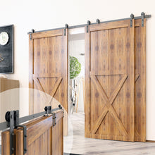 Load image into Gallery viewer, Single Track Bypass Sliding Barn Door Hardware Kit - Straight Design Roller