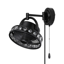 Load image into Gallery viewer, 10" Modern Black Small Ceiling Fan with Pull Chain