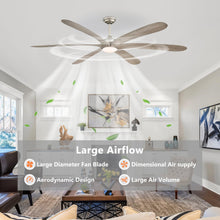 Carregar imagem no visualizador da galeria, 72" Jaydn Farmhouse Satin Nickel DC Motor Downrod Mount Reversible Ceiling Fan with Lighting and Remote Control