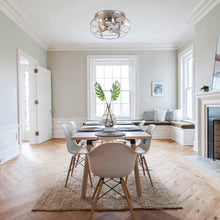 Carregar imagem no visualizador da galeria, 12" Flush Mount Low Profile Caged Small Ceiling Fan with Light and Remote Control