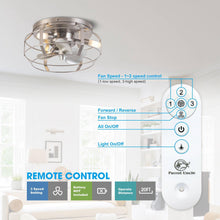 Carregar imagem no visualizador da galeria, 12" Flush Mount Low Profile Caged Small Ceiling Fan with Light and Remote Control