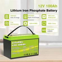 Load image into Gallery viewer, 12V 100Ah LiFePO4 Deep Cycle Lithium Battery