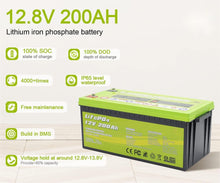 Carregar imagem no visualizador da galeria, 12V 200Ah LiFePO4 Deep Cycle Lithium Battery