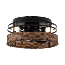 Carregar imagem no visualizador da galeria, 13" Farmhouse Flush Mount Reversible Ceiling Fan with Lighting and Remote Control