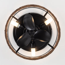 Carregar imagem no visualizador da galeria, 13" Farmhouse Flush Mount Reversible Ceiling Fan with Lighting and Remote Control