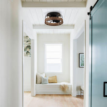 Carregar imagem no visualizador da galeria, 13" Farmhouse Flush Mount Reversible Ceiling Fan with Lighting and Remote Control