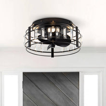 Carregar imagem no visualizador da galeria, 13" Modern DC Motor Flush Mount Reversible Crystal Ceiling Fan with Lighting and Remote Control