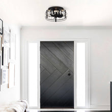 Carregar imagem no visualizador da galeria, 13" Modern DC Motor Flush Mount Reversible Crystal Ceiling Fan with Lighting and Remote Control