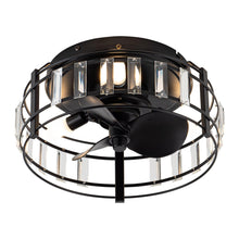 Carregar imagem no visualizador da galeria, 13" Modern DC Motor Flush Mount Reversible Crystal Ceiling Fan with Lighting and Remote Control