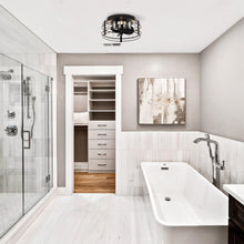 Carregar imagem no visualizador da galeria, 13" Modern DC Motor Flush Mount Reversible Crystal Ceiling Fan with Lighting and Remote Control