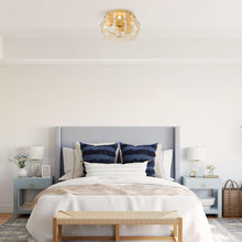 Carregar imagem no visualizador da galeria, 13" Farmhouse DC Motor Flush Mount Reversible Ceiling Fan with Lighting and Remote Control