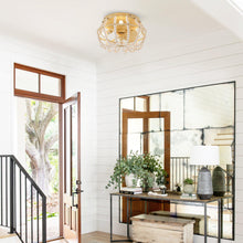 Carregar imagem no visualizador da galeria, 13" Farmhouse DC Motor Flush Mount Reversible Ceiling Fan with Lighting and Remote Control