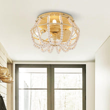 Carregar imagem no visualizador da galeria, 13" Farmhouse DC Motor Flush Mount Reversible Ceiling Fan with Lighting and Remote Control