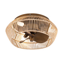 Carregar imagem no visualizador da galeria, 14" Farmhouse DC Motor Flush Mount Reversible Iron Ceiling Fan with LED Lighting and Remote Control