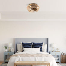 Carregar imagem no visualizador da galeria, 14" Farmhouse DC Motor Flush Mount Reversible Iron Ceiling Fan with LED Lighting and Remote Control