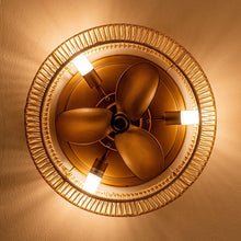 Carregar imagem no visualizador da galeria, 14" Farmhouse DC Motor Flush Mount Reversible Iron Ceiling Fan with LED Lighting and Remote Control