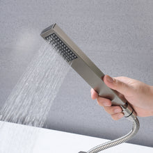 Carregar imagem no visualizador da galeria, Brushed Nickel Waterfall Wall-Mount Bath Tub Filler Faucet: Complete with Handheld Shower for a Luxurious Bathing Experience