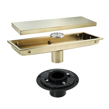 Carregar imagem no visualizador da galeria, Brushed Gold stainless floor drain 11.8inch x 4.3 inch