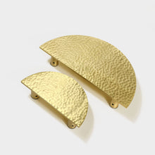 Cargar imagen en el visor de la galería, Hammered Demi Lune, Solid Brass Half Moon Door Handles