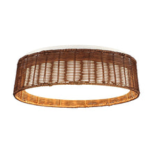 Carregar imagem no visualizador da galeria, 17" Traditional Brown Rattan Flush Mount Lighting with LED