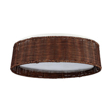 Carregar imagem no visualizador da galeria, 17" Traditional Brown Rattan Flush Mount Lighting with LED