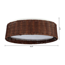 Carregar imagem no visualizador da galeria, 17" Traditional Brown Rattan Flush Mount Lighting with LED